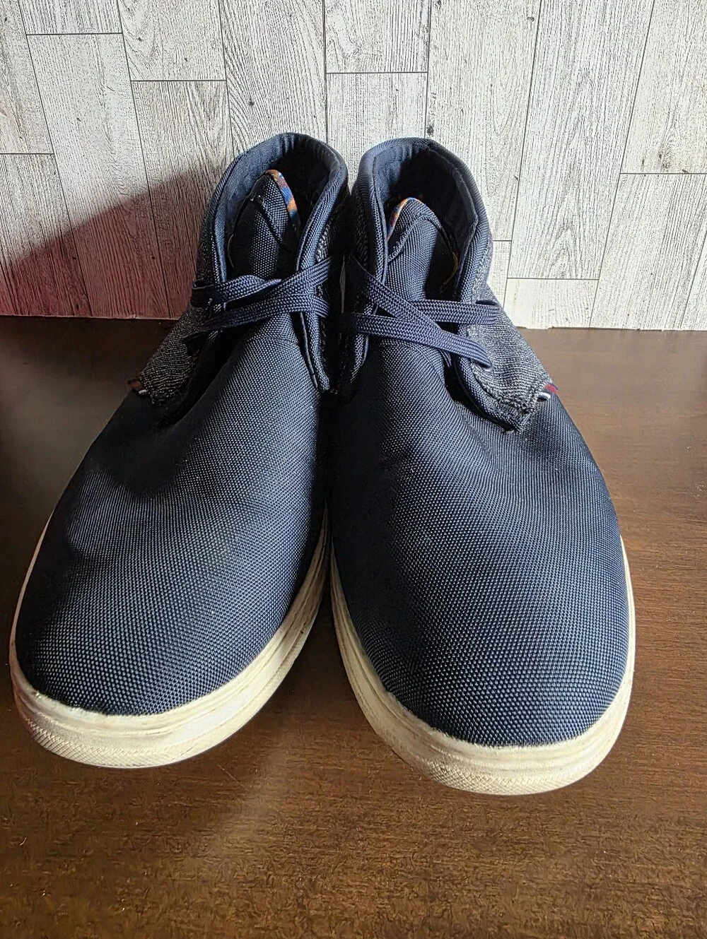 Ben Sherman Navy Canvas Chukka Boots with Cream Sole